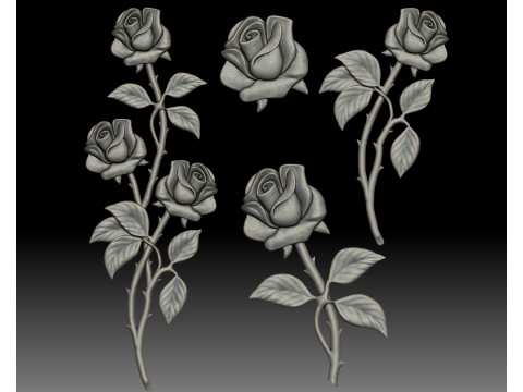 Roses bas-relief 3Dプリントモデル