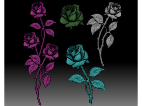 Roses bas-relief 3Dプリントモデル