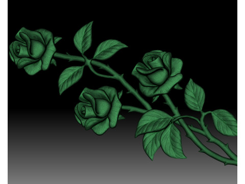 Roses bas-relief 3Dプリントモデル