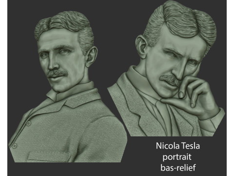 Nikola Tesla portrait - bas-relief Modelo de impresión 3D