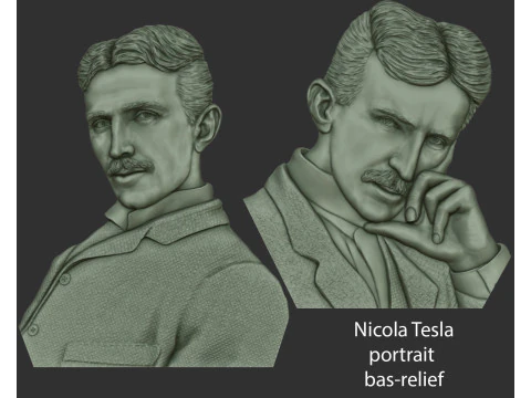 Portret Nikoli Tesli - płaskorzeźba Model do druku 3D