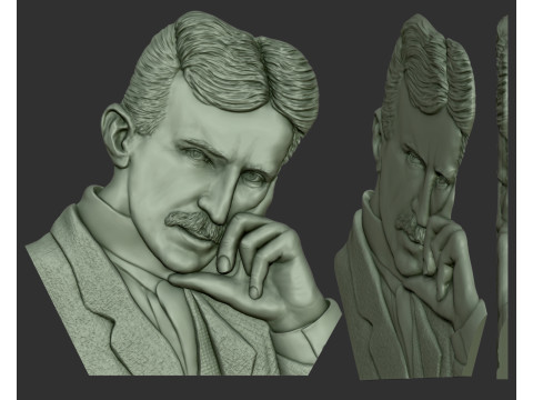 Nikola Tesla portrait - bas-relief Modelo de impresión 3D