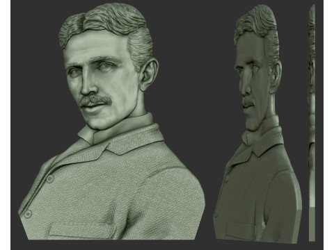 Nikola Tesla portrait - bas-relief Modelo de impresión 3D