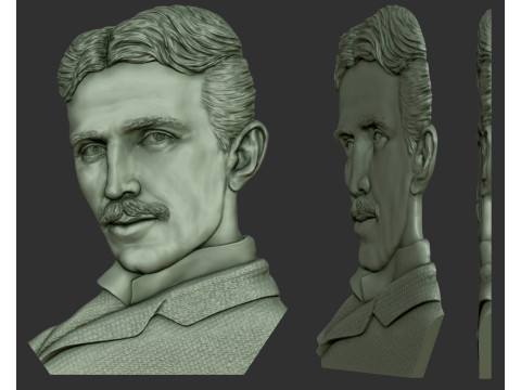 Nikola Tesla portrait - bas-relief Modelo de impresión 3D