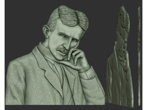 Nikola Tesla portrait - bas-relief Modelo de impresión 3D