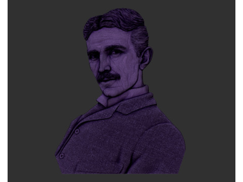 Nikola Tesla portrait - bas-relief Modelo de impresión 3D