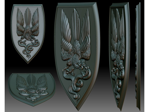 Falcon and snake - bas-relief for CNC router or 3D printer Model do druku 3D