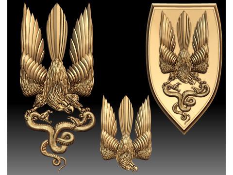 Falcon and snake - bas-relief for CNC router or 3D printer Model do druku 3D