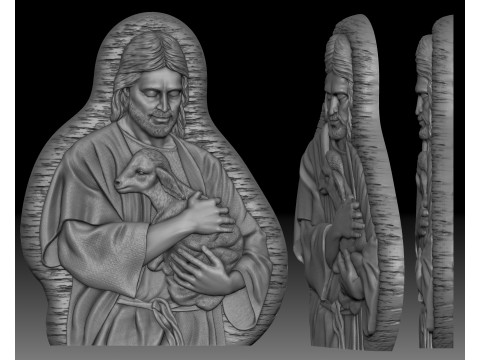 Jesus with the lamb bas-relief for CNC router or 3D printer Modelo de impresión 3D