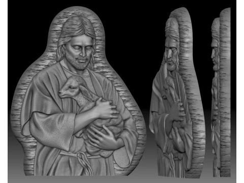 Jesus with the lamb bas-relief for CNC router or 3D printer 3D Print Model