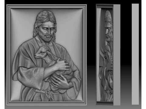Jesus with the lamb bas-relief for CNC router or 3D printer 3D Print Model