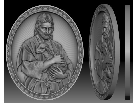 Jesus with the lamb bas-relief for CNC router or 3D printer Modelo de impresión 3D