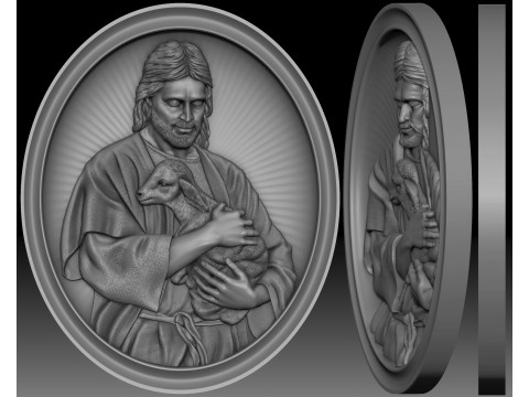 Jesus with the lamb bas-relief for CNC router or 3D printer Modelo de impresión 3D