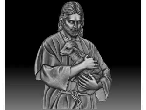 Jesus with the lamb bas-relief for CNC router or 3D printer 3D Print Model