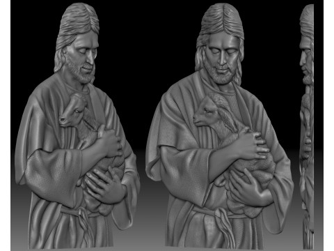 Jesus with the lamb bas-relief for CNC router or 3D printer Modelo de impresión 3D