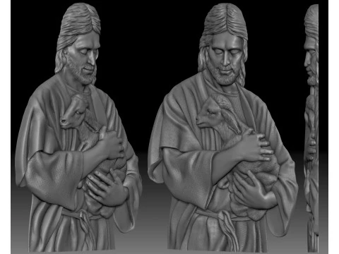 Jesus with the lamb bas-relief for CNC router or 3D printer 3D Print Model