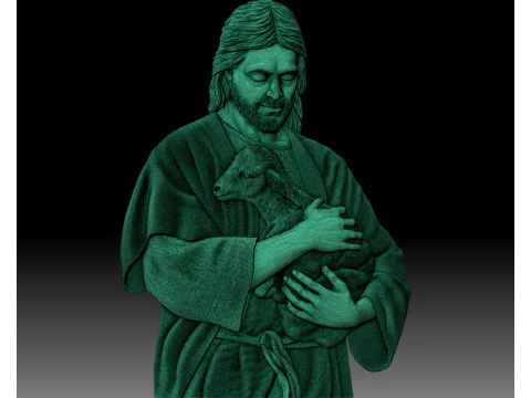 Jesus with the lamb bas-relief for CNC router or 3D printer 3D Print Model