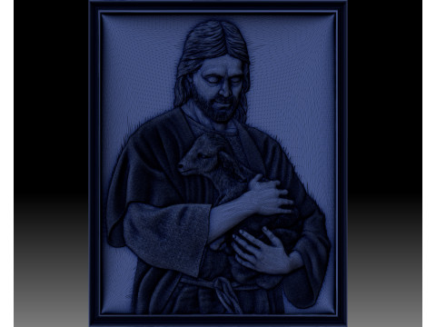 Jesus with the lamb bas-relief for CNC router or 3D printer Modelo de impresión 3D