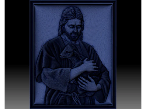Jesus with the lamb bas-relief for CNC router or 3D printer 3D Print Model
