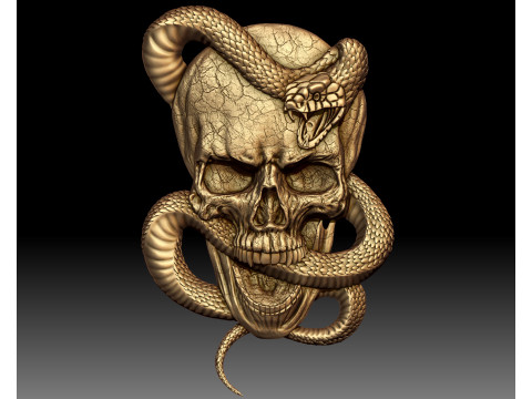 Skull Snake Knife bas-relief 3Dプリントモデル
