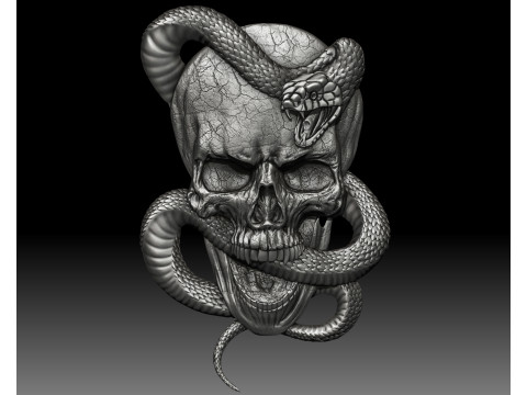 Skull Snake Knife bas-relief 3Dプリントモデル