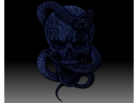 Skull Snake Knife bas-relief 3D Print Model