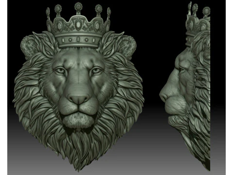 Lion head crowned 3D Print Model