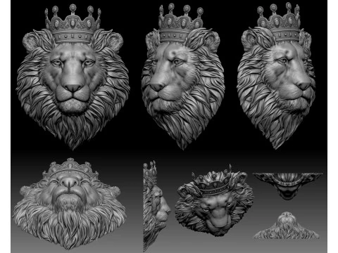 Lion head crowned 3D Print Model