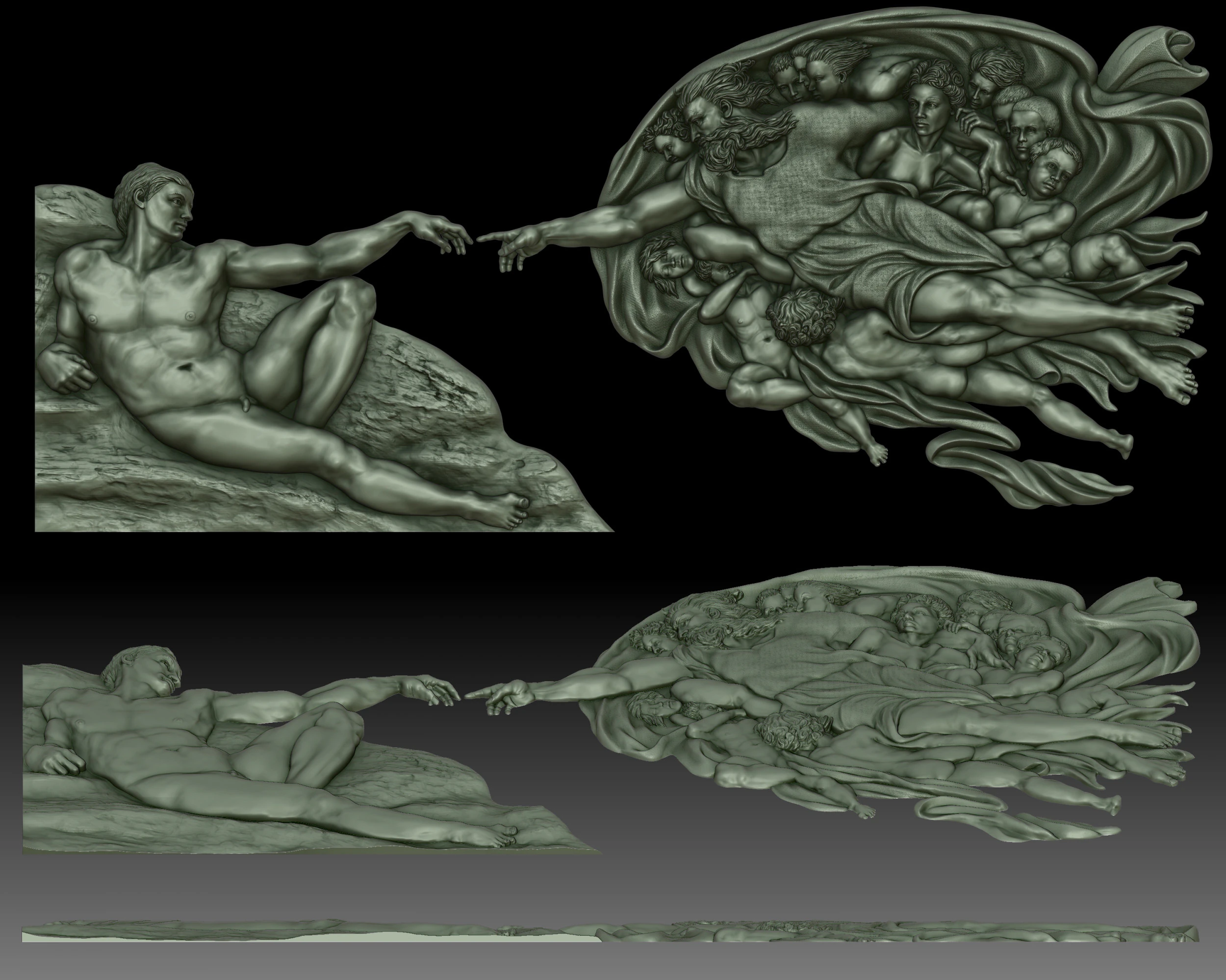 Creaci&oacute;n de Ad&aacute;n por el bajorrelieve art&iacute;stico de Miguel &Aacute;ngel Modelo de impresión 3D .c4d .max .obj .3ds .fbx .stl .blend 