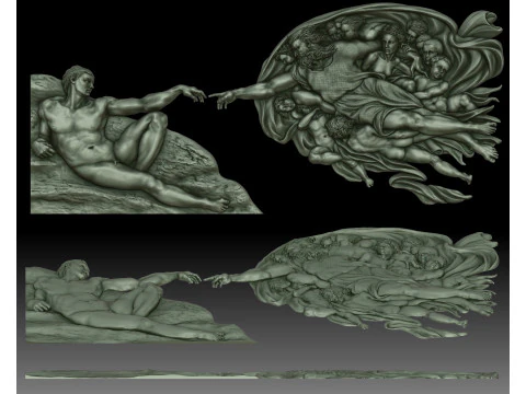 Adem'in Michelangelo tarafından yaratılışı yarım kabartması 3D Baskı Modeli