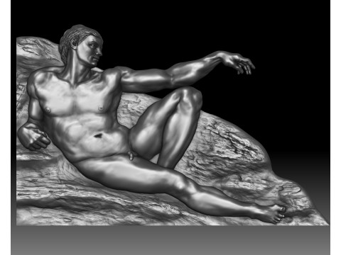 Creation of Adam by Michelangelo art bas-relief Modelo de impresión 3D