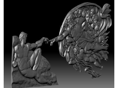 Creation of Adam by Michelangelo art bas-relief Modelo de impresión 3D