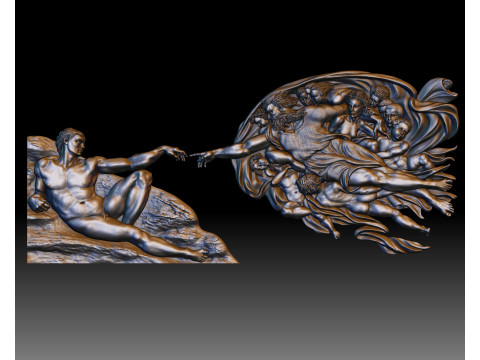 Creation of Adam by Michelangelo art bas-relief Modelo de impresión 3D