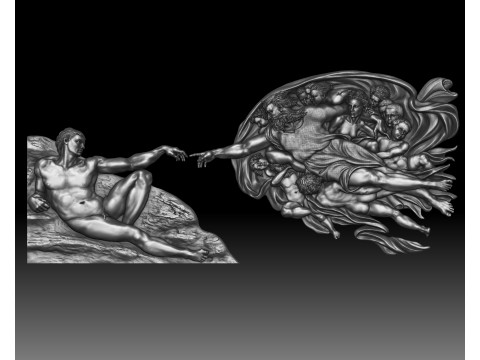 Creation of Adam by Michelangelo art bas-relief Modelo de impresión 3D