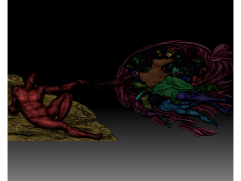 Creation of Adam by Michelangelo art bas-relief Modelo de impresión 3D