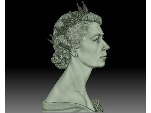 Young Queen Elizabeth II coin portrait Modelo de impresión 3D
