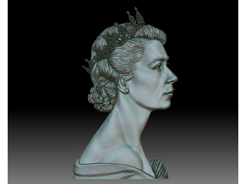 Young Queen Elizabeth II coin portrait 3D 프린트 모델