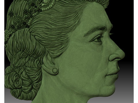 Young Queen Elizabeth II coin portrait 3D 프린트 모델