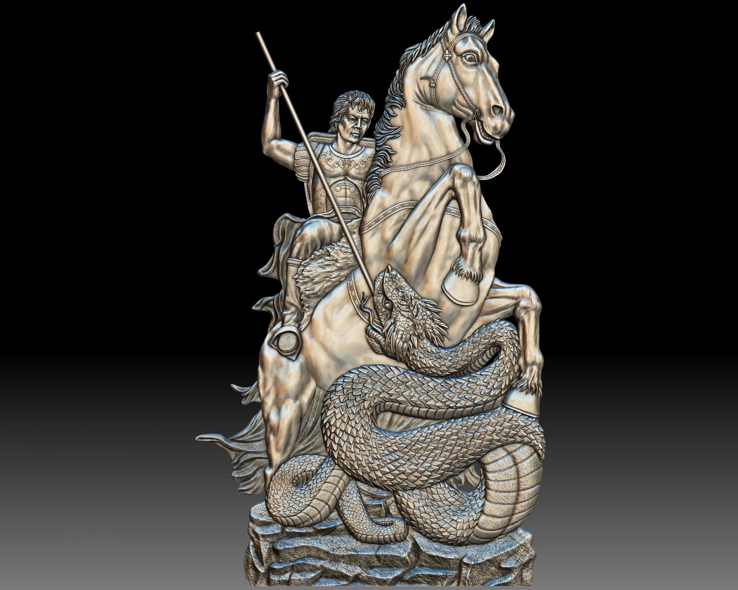 Saint George coin bas-relief STL CNC model 3D Print Model .c4d .max .obj .3ds .fbx .stl .blend 