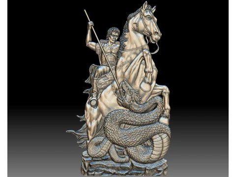 Flachrelief der St.-Georgs-M&uuml;nze STL CNC-Modell 3D Druckmodell