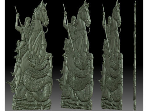 Saint George coin bas-relief STL CNC model Modelo de impresión 3D