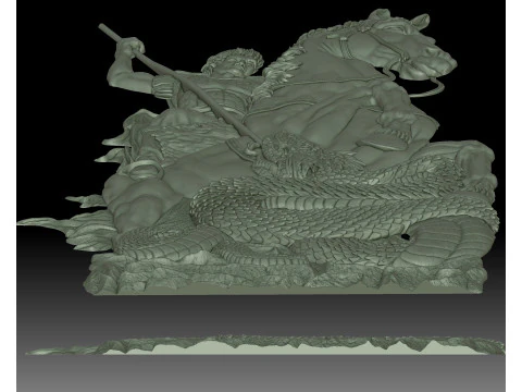 Saint George coin bas-relief STL CNC model 3D Print Model
