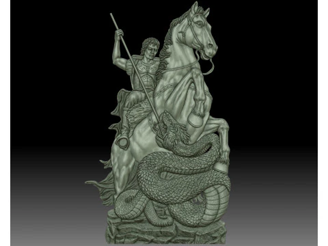 Saint George coin bas-relief STL CNC model 3D Print Model
