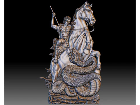 Saint George coin bas-relief STL CNC model 3D Print Model
