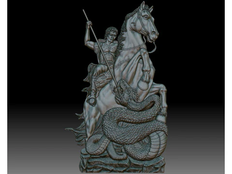 Saint George coin bas-relief STL CNC model 3D Print Model