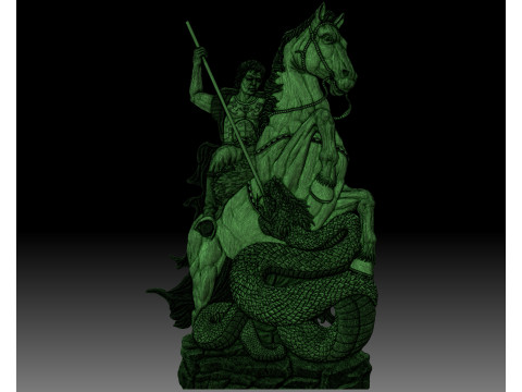 Saint George coin bas-relief STL CNC model Modelo de impresión 3D