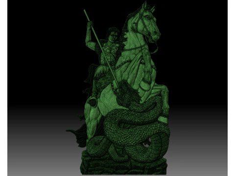 Saint George coin bas-relief STL CNC model 3D Print Model