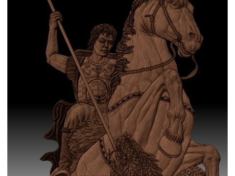 Saint George coin bas-relief STL CNC model Modelo de impresión 3D
