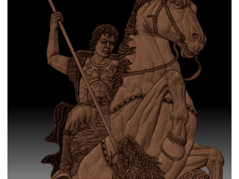 Saint George coin bas-relief STL CNC model 3D Print Model