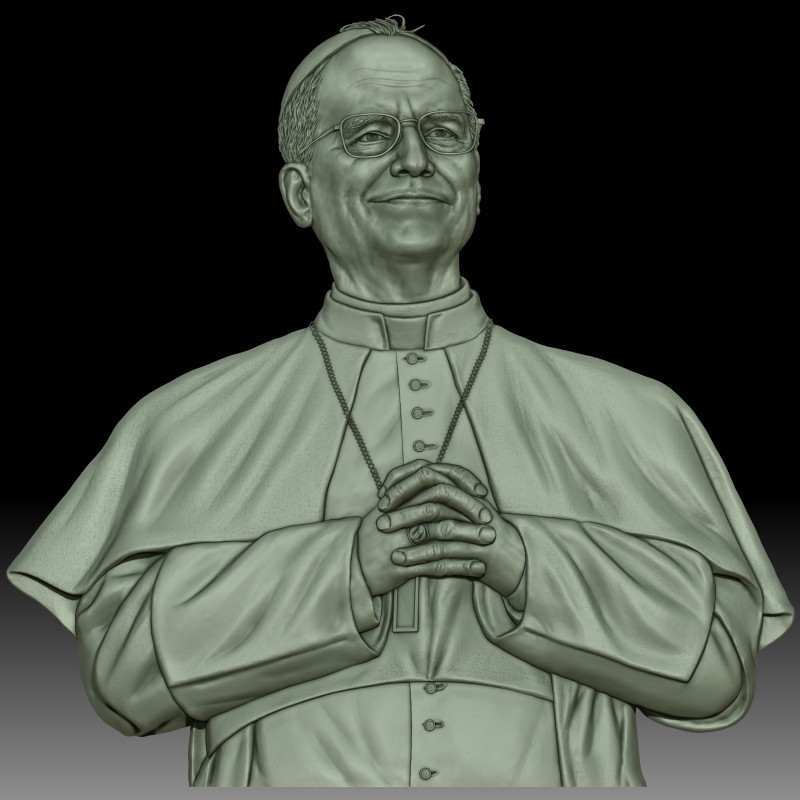 Pope Leo XIV portrait high bas-relief 3D 打印模型 .c4d .max .obj .3ds .fbx .stl .blend